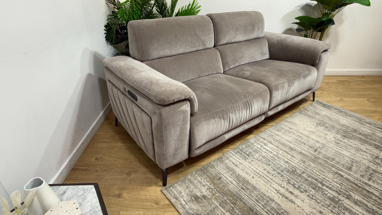 Sofology Fratelli Fabric 2.5 Seater Power Recliner/Headrest in Relaxed Chenille Nutmeg