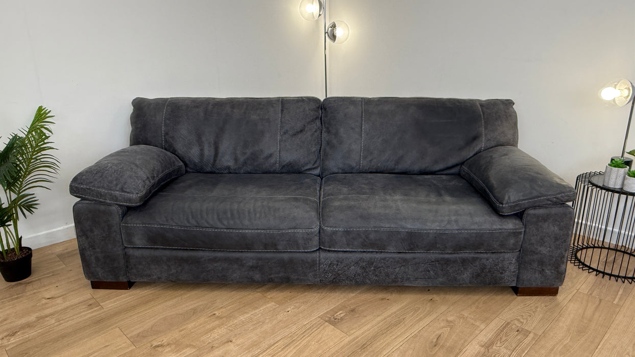 Linara 4 Seater  - Leather Sofa - Utah Grey