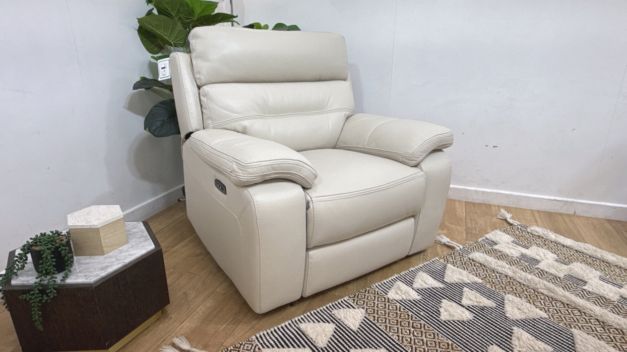 DFS The View Leather Power Recliner in Ivory