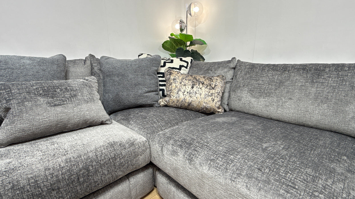 Sofology Westwood Fabric Chaise 1 Corner 3 No Trim in Teddy Chenille Slate Mix