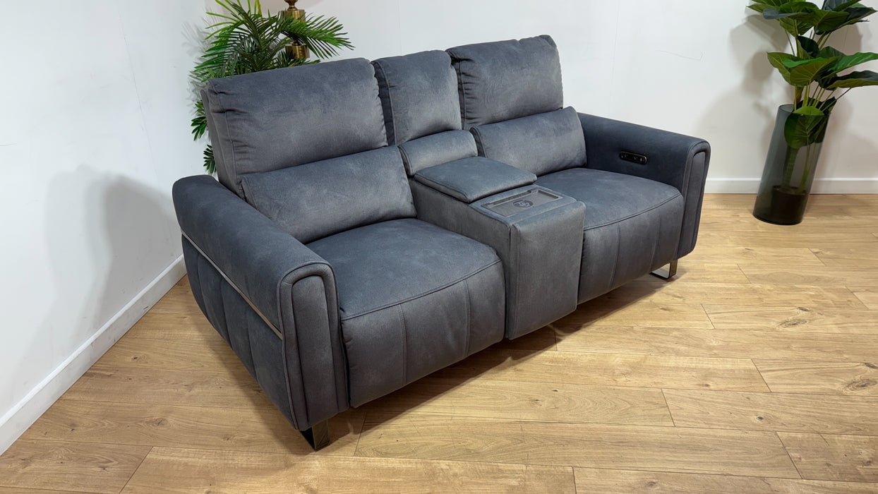 Sofology Ravello Fabric 2 Seater Console Power Recliner in Lifestyle Flecked Charcoal