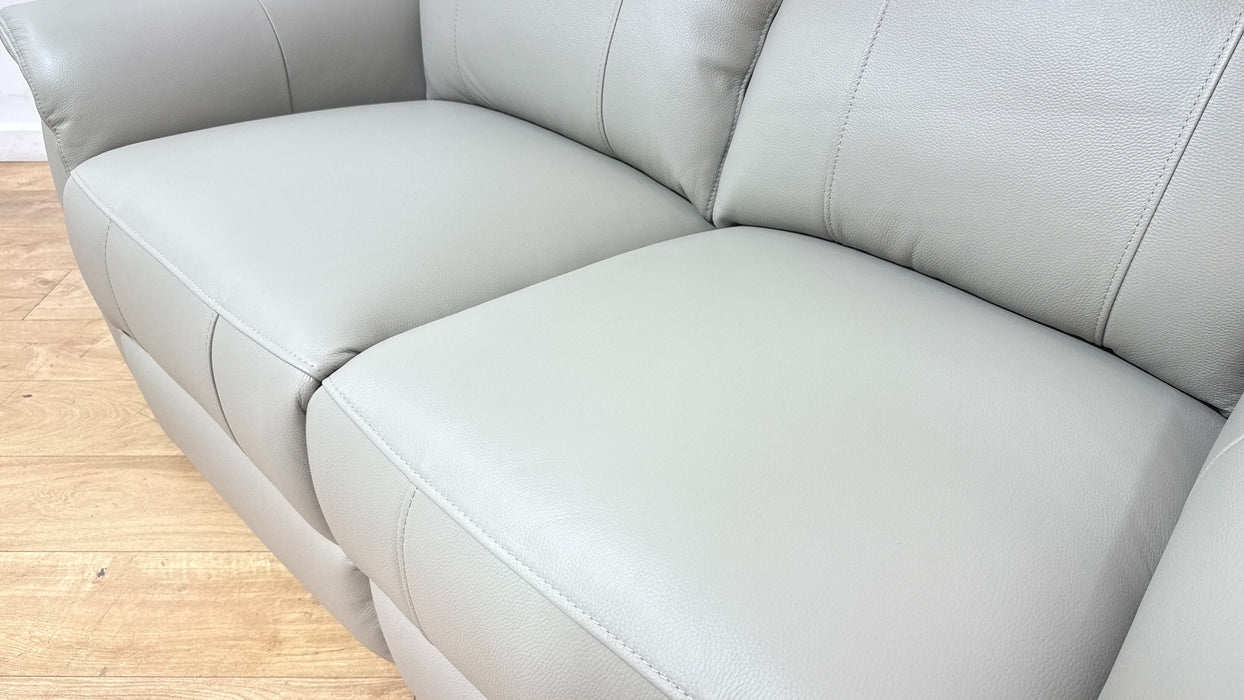 Sofology Bradie Leather 2 Seater Power Recliner/Headrest in Trusty Embossed Light Grey