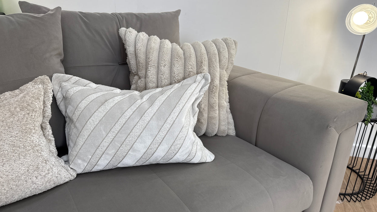 Sofology Oscar 4 Seater Split Fabric Sofa in Matt Velvet Pebble