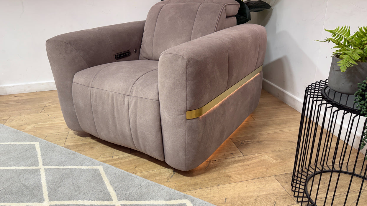 Sofology Lumiere Fabric Chair Power Recliner/Headrest in Lifestyle Flecked Nutmeg