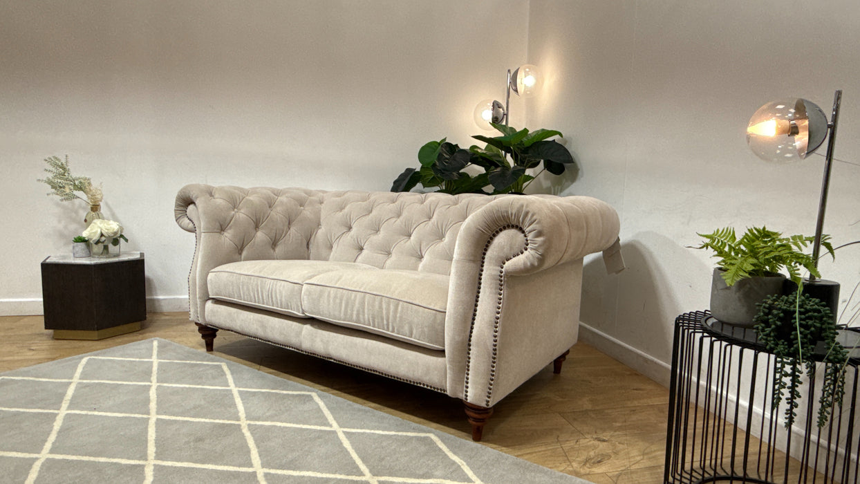 Sofology Darcy Fabric 2 Seater with Studs in Relaxed Chenille Cotton