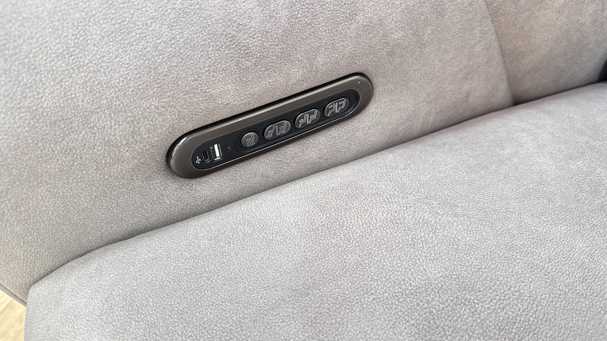 Sofology Allure Fabric 2.5 Seater Screen Console Power Recliner/Headrest Heated Seats Lumbar Support Speakers in Lifestyle Flecked Nutmeg