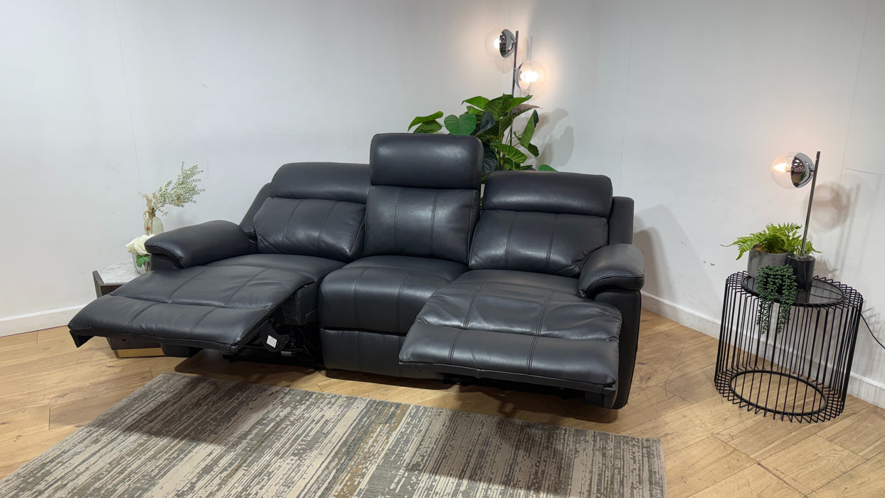 Sofology Gracie Leather 3 Seater Power Recliner/Headrest in Trusty Sheen Jet Black