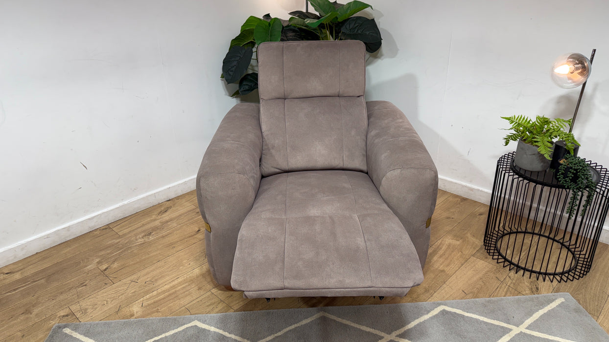 Sofology Lumiere Fabric Chair Power Recliner/Headrest in Lifestyle Flecked Nutmeg