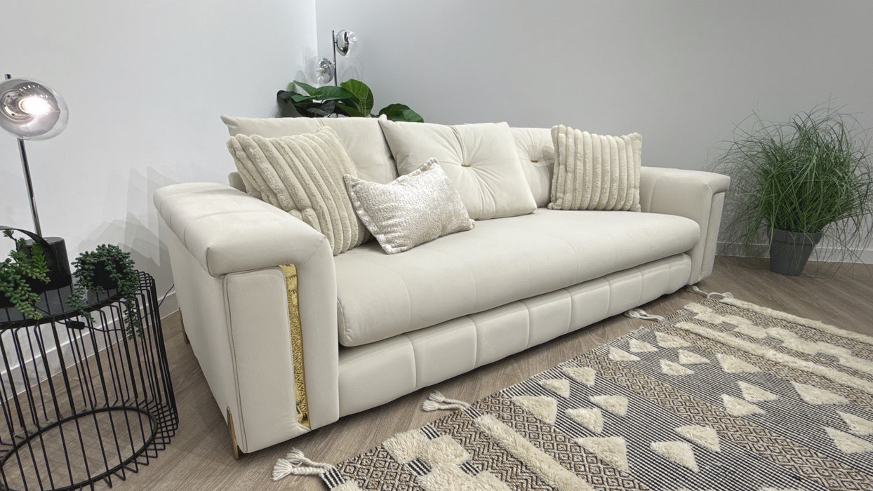 Sofology Oscar 4 Seater Fabric Sofa in Super Matt Velvet Ecru