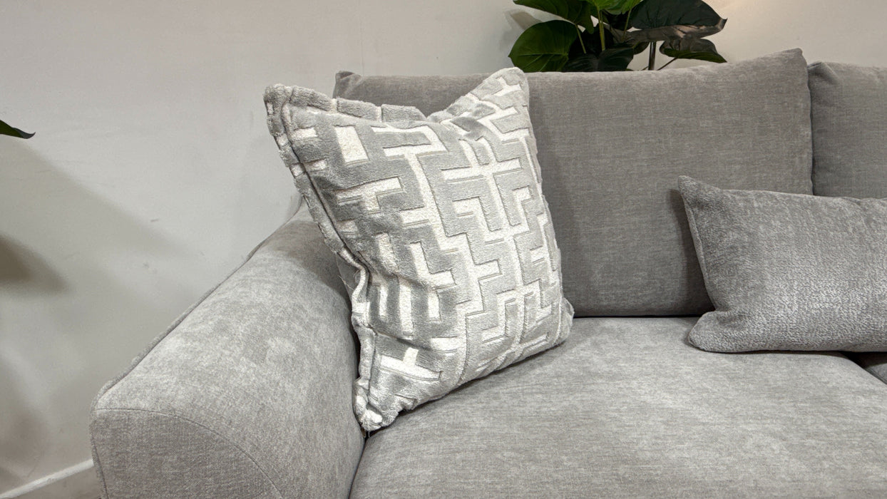 Sofology Mayfair Fabric 3 Seater Foam Seats in Soft Chenille Silver/Silver Mix