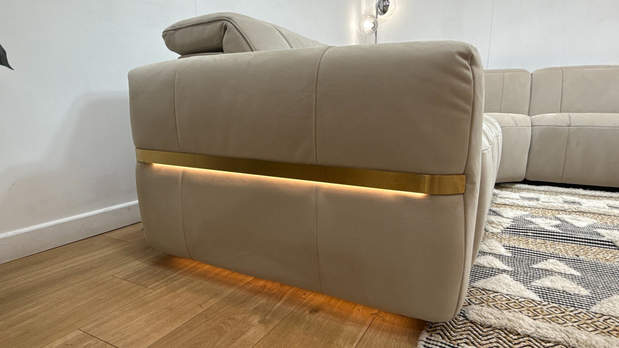 Sofology Lumiere Fabric 3 Corner 1.5 Power Recliner/Headrest in Lifestyle Nubuck Feel Stone