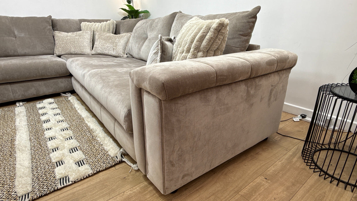Sofology Oscar Fabric 3 Corner 3 in Fine Textured Chenille Stone Mix