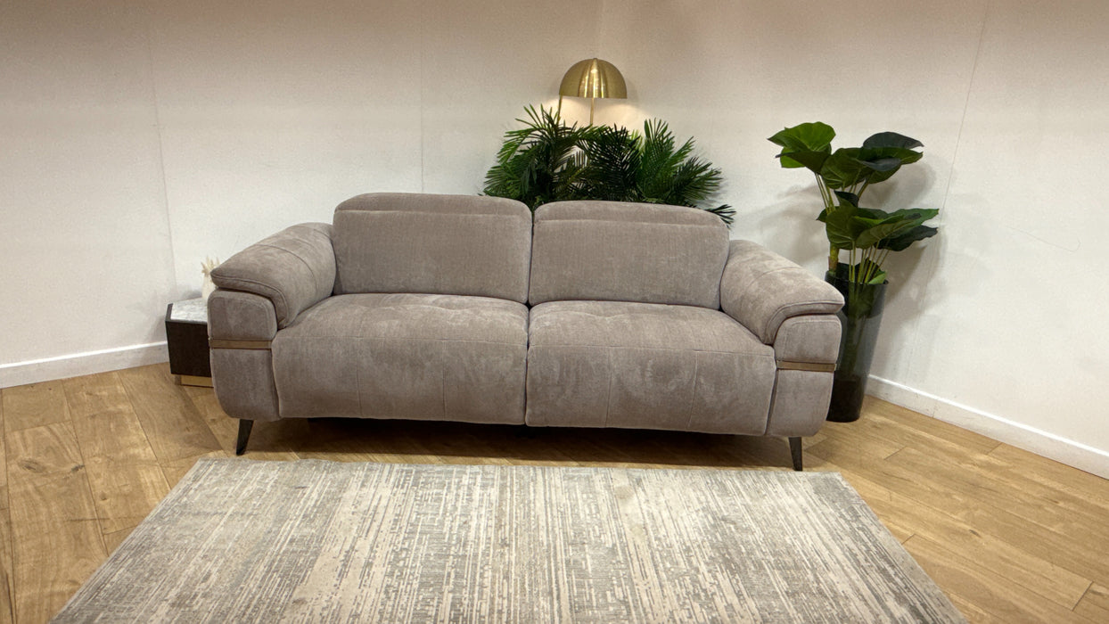Sofology Milan Fabric 2.5 Seater Power Recliner/Headrest with Trim in Relaxed Chenille Nutmeg