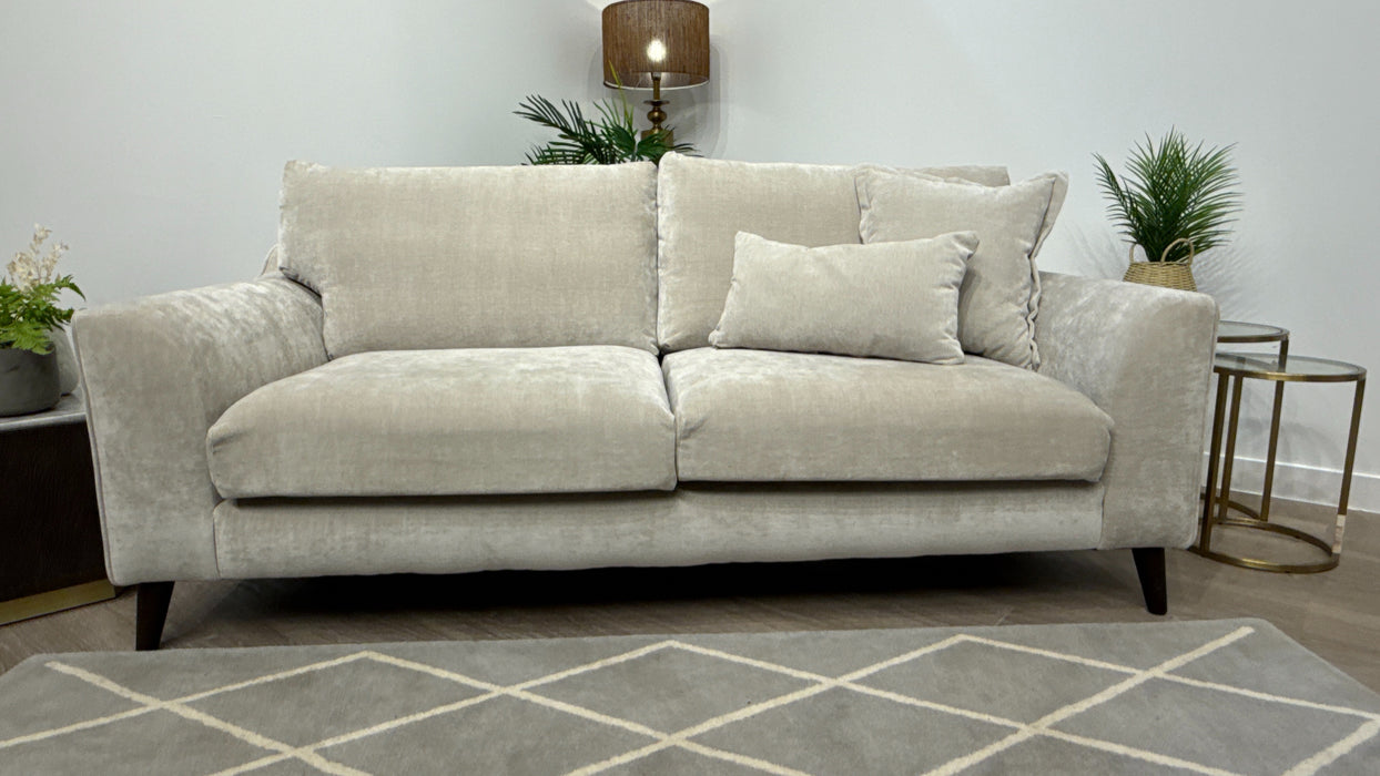 Sofology Mayfair Fabric 3 Seater Foam Seats in Soft Chenille Linen