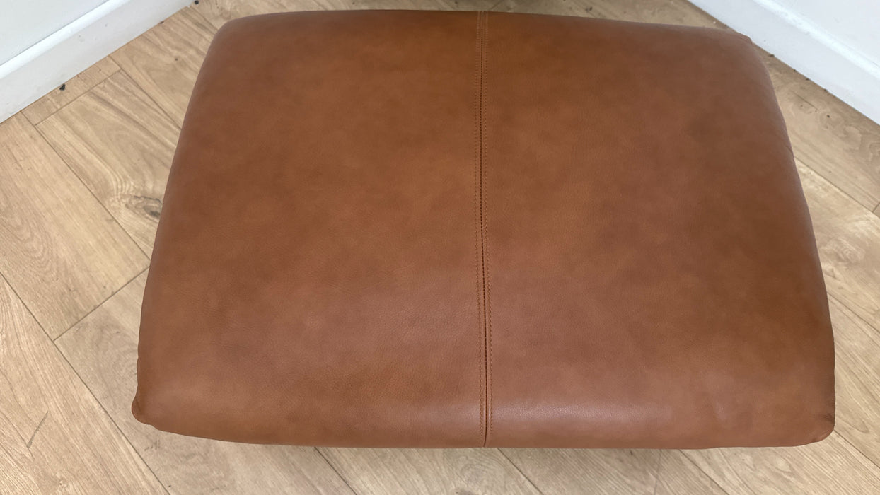 Sofology Adler Leather Designer Footstool in Relaxed Soft Tan
