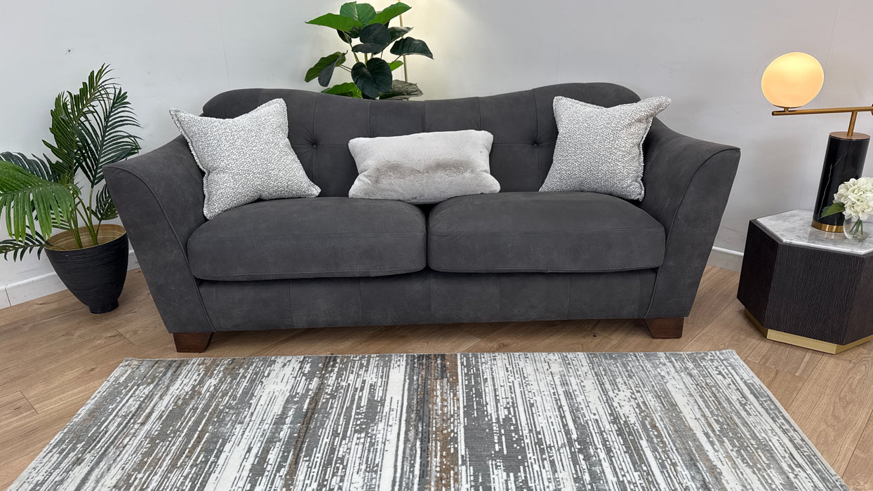 Bartello  3 Seater Sofa -  Leather - Charcoal/Pepper Mix