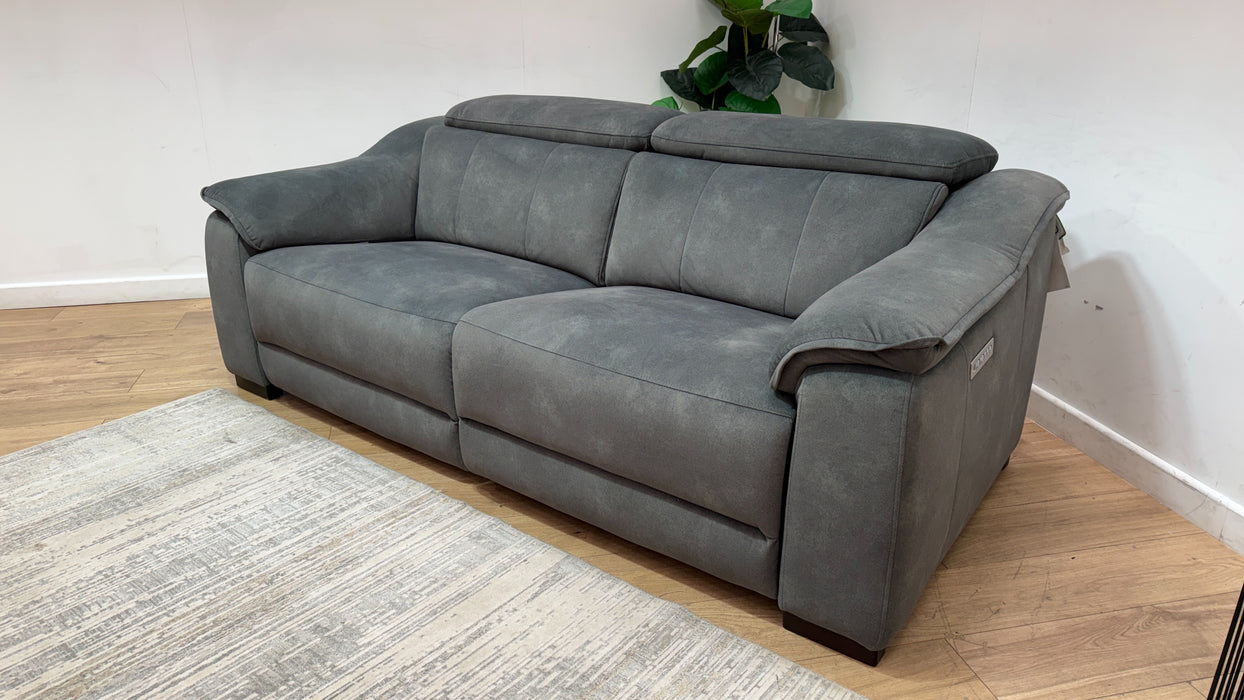Sofology Carrera Fabric 2.5 Seater Power Recliner/Headrest in Lifestyle Flecked Mineral Green