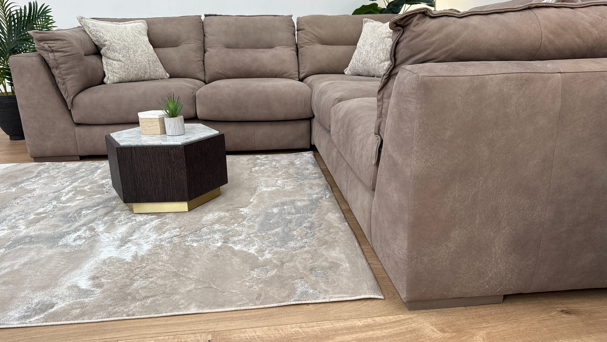 Strato Corner Sofa - Leather - Taupe/Natural Mix