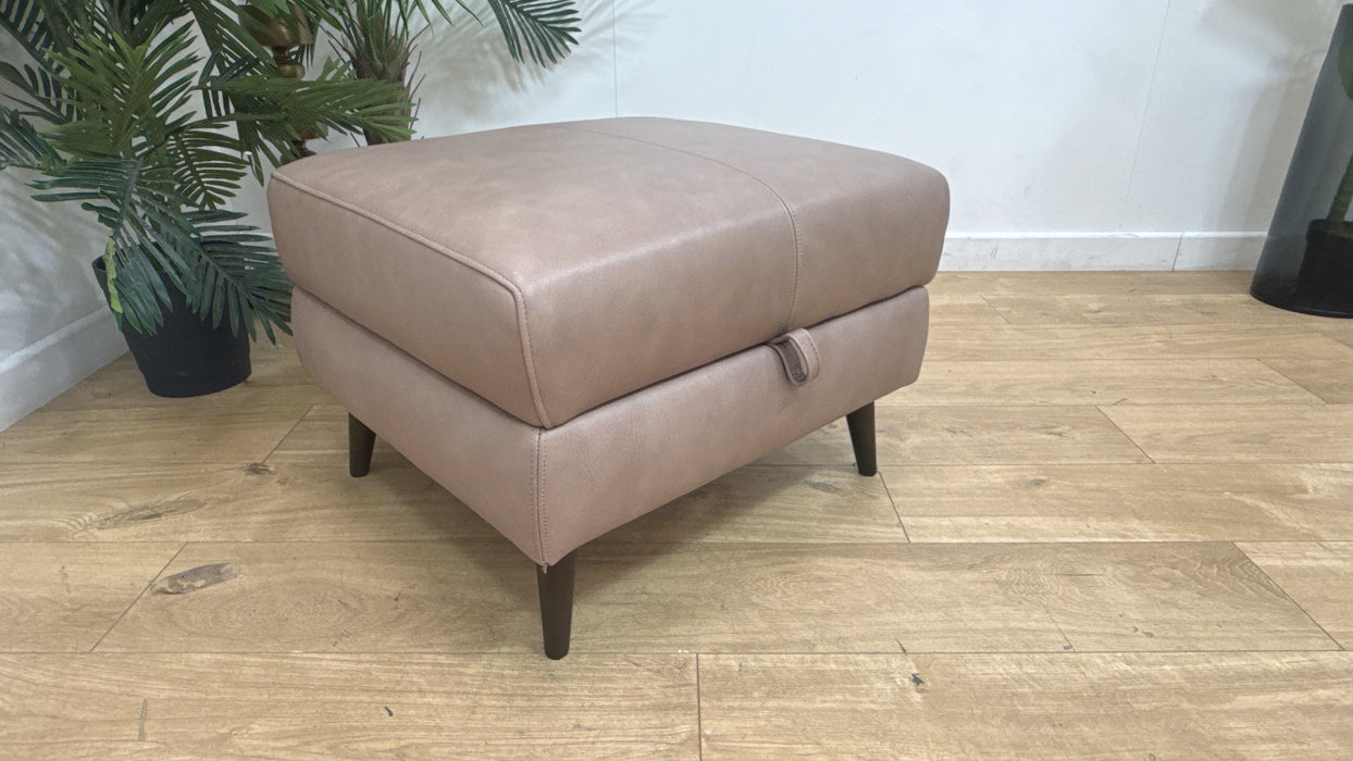 Sofology Adler Leather Storage Footstool in Relaxed Soft Stone