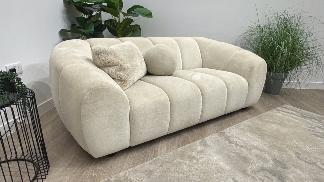 Sofology Waldorf 2 Seater Fabric Sofa in Soft Sherpa Natural Mix