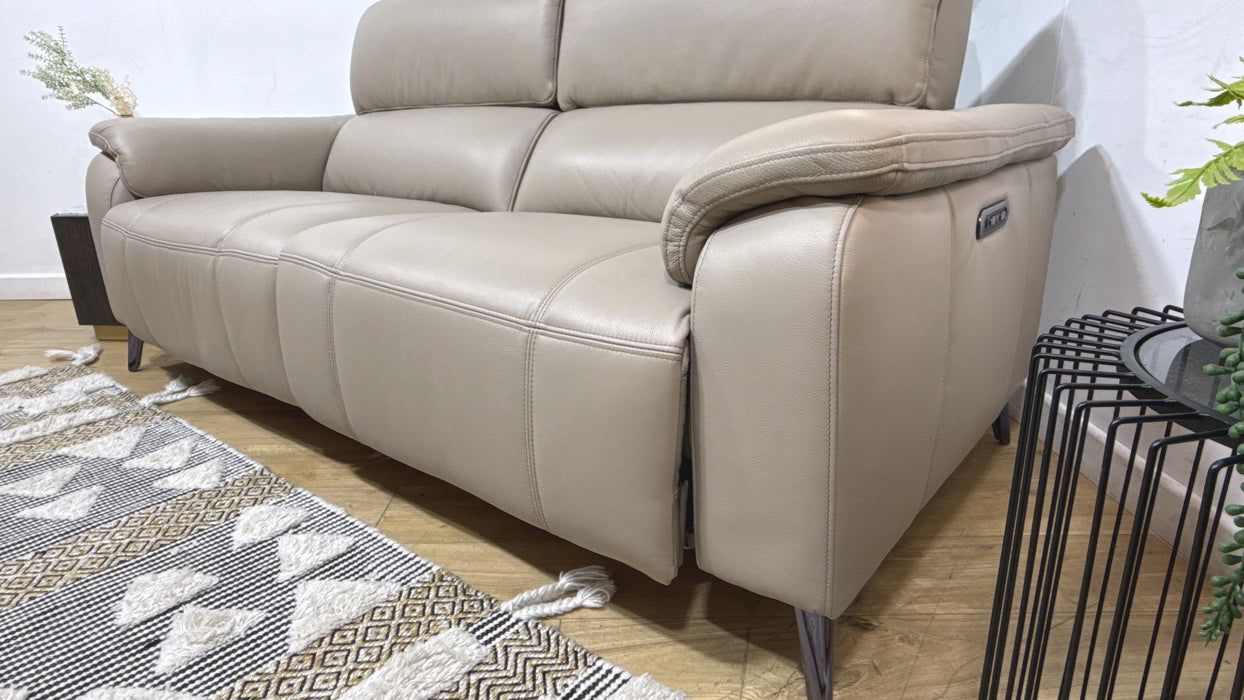 Sofology Bailey Leather 2.5 Seater Power Recliner/Headrest in Trusty Embossed Stone