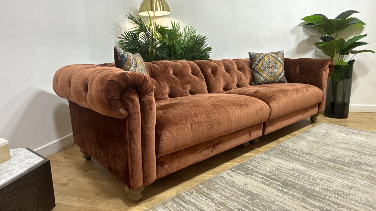 Sofology Kensington Fabric 4 Seater Split in Luxury Chenille Rust Mix