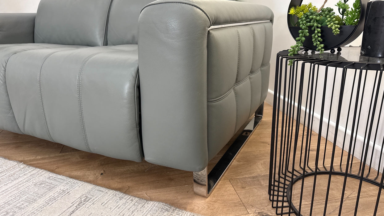 Sofology Marvella Leather 2 Seater Power Recliner/Headrest in Trusty Sheen Granite Teal