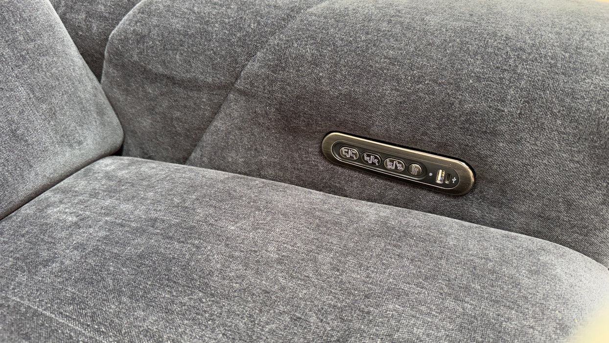 Sofology Allure Fabric 2.5 Seater Screen Console Power Recliner/Headrest Heated Seats Lumbar Support Speakers in Relaxed Chenille Ink