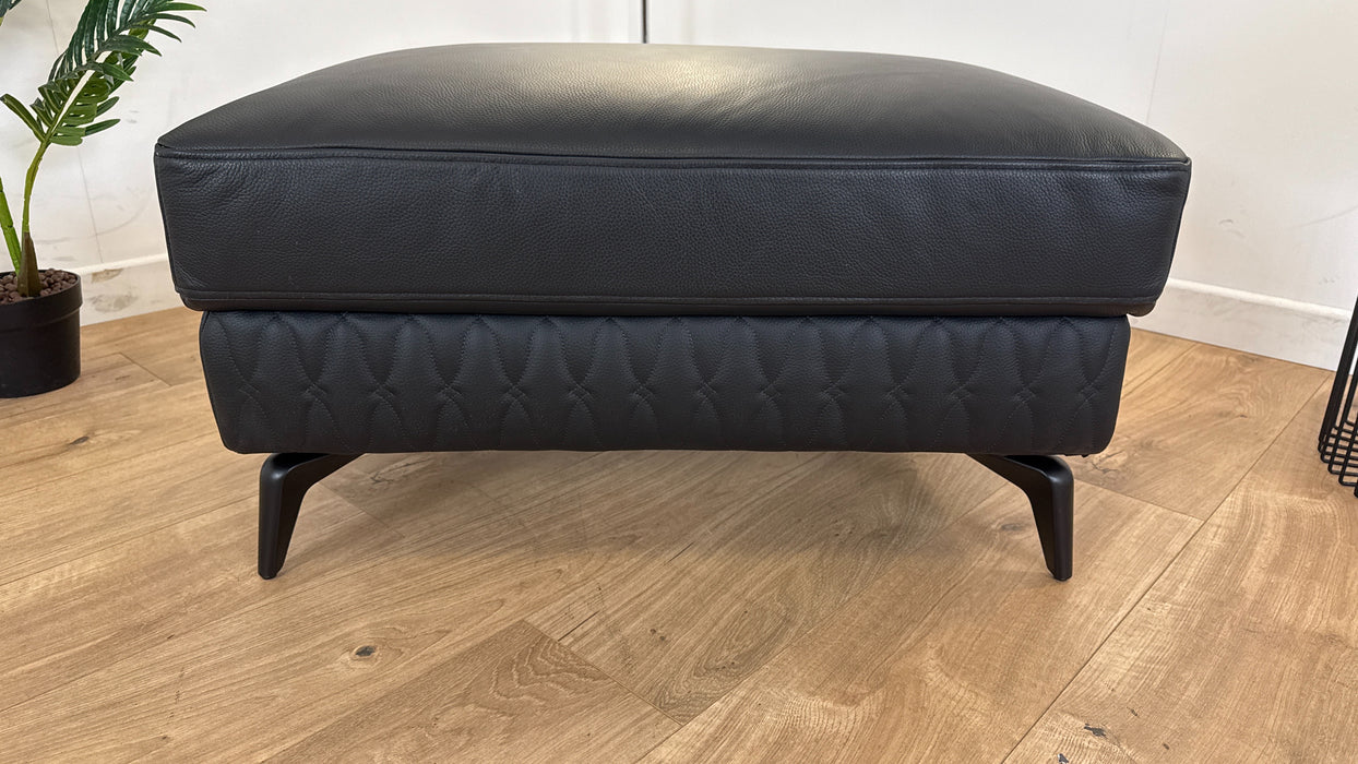 Muse Leather Black Footstool