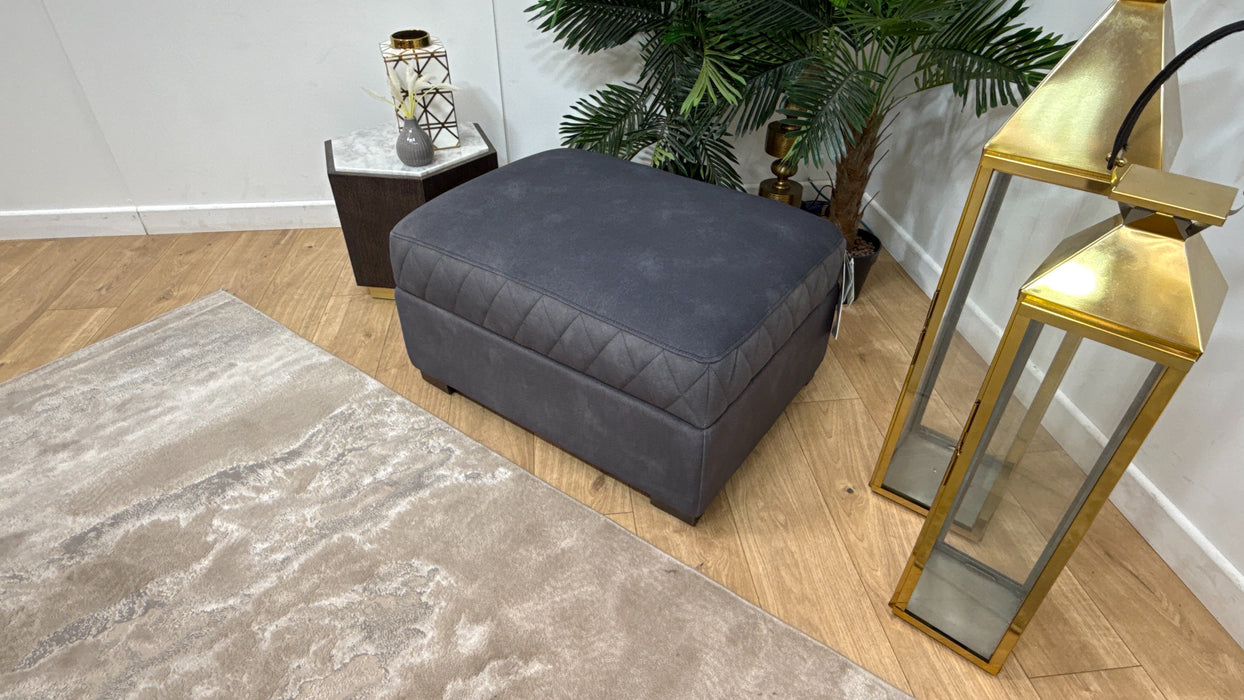 Sofology Benz Designer Leather Footstool in Lifestyle Flecked Fabric Charcoal
