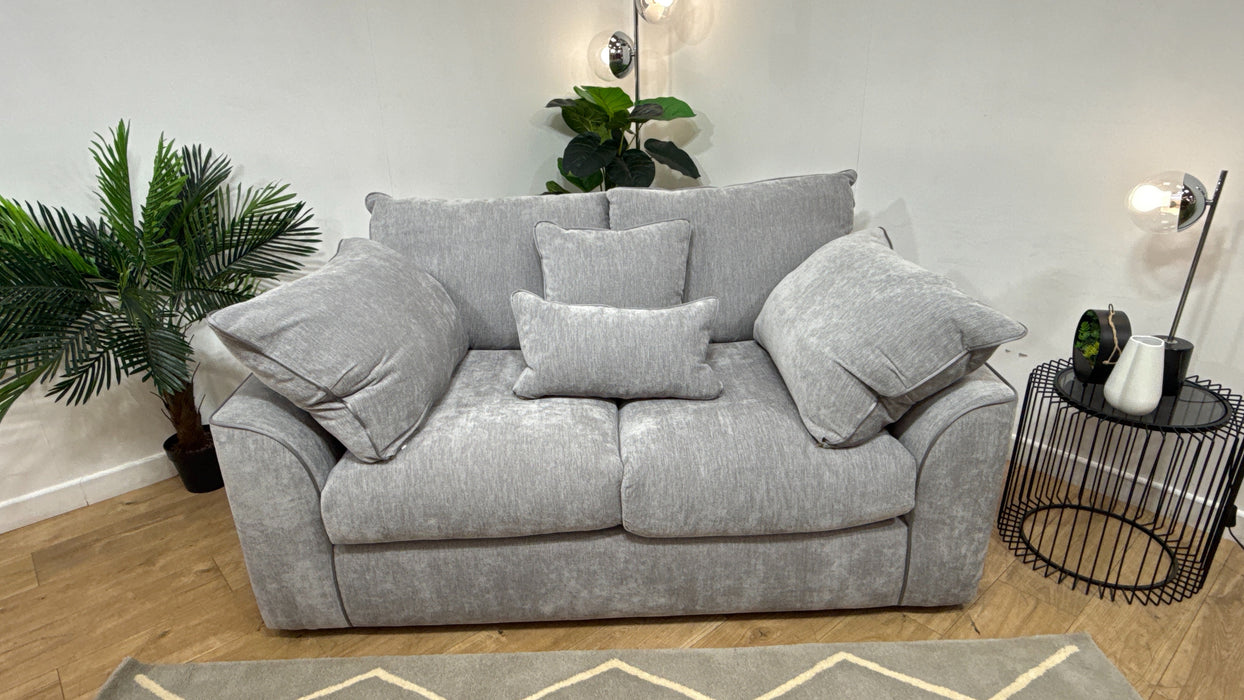 Sofology Georgio Fabric 2 Seater Feather Flex Seats in Lifestyle Plush Chenille Silver Mix
