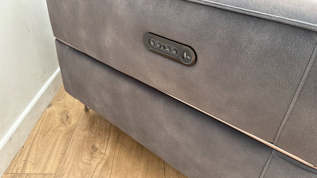 Sofology Dakota Fabric 3 Seater Power Recliner/Headrest in Lifestyle Mottled Charcoal