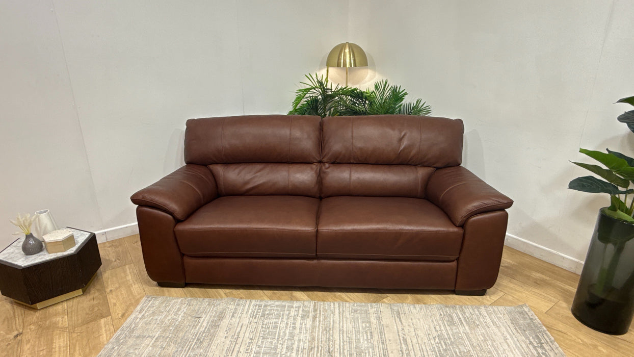 Sofology Santina Leather 3 Seater in Relaxed Soft Brown