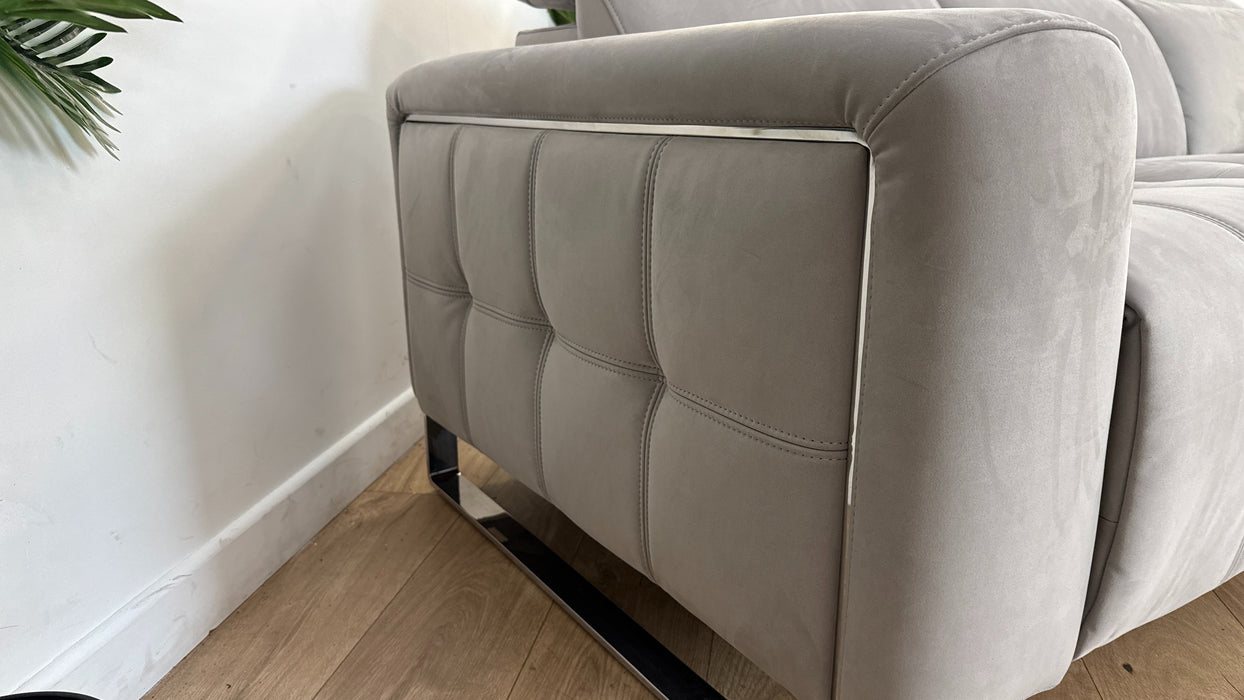 Sofology Marvella Fabric 3 Power Recliner/Headrest Heated Seat in Lifestyle Nubuck Feel Light Grey