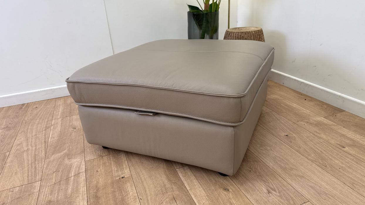 Sofology Horizon Designer Storage Leather Footstool In Trusty Embossed Leather Stone
