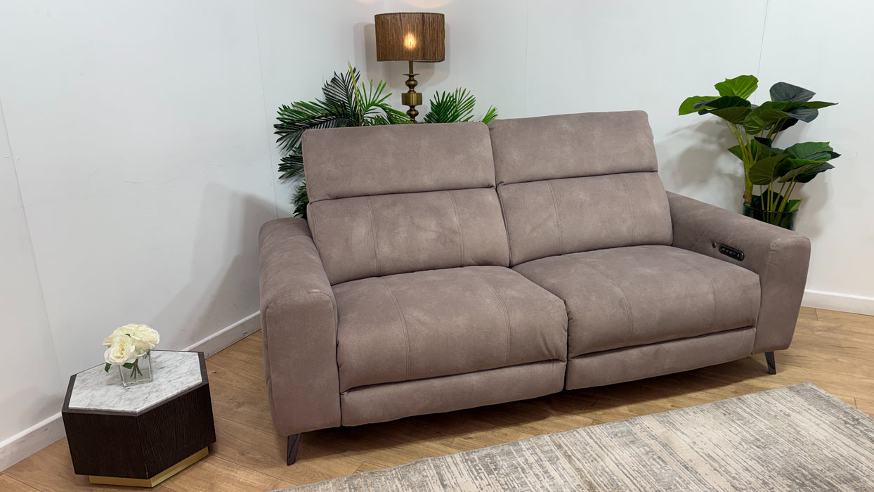 Sofology Allure Fabric 2.5 Seater Power Recliner/Headrest Heated Seats Lumbar Support Speakers in Lifestyle Flecked Nutmeg