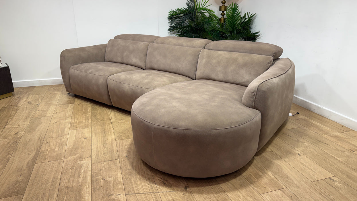 Sofology Serene Fabric 3 Seater Chaise Power Recliner/Headrest in Lifestyle Mottled Latte