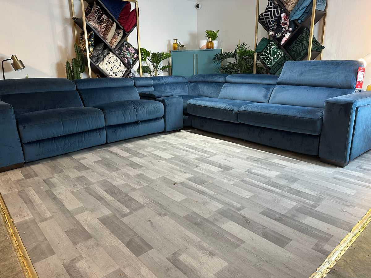 W&er 2 Corner 2 LHF Fabric Sofabed Navy Blue — The Sofa Clearance Outlet