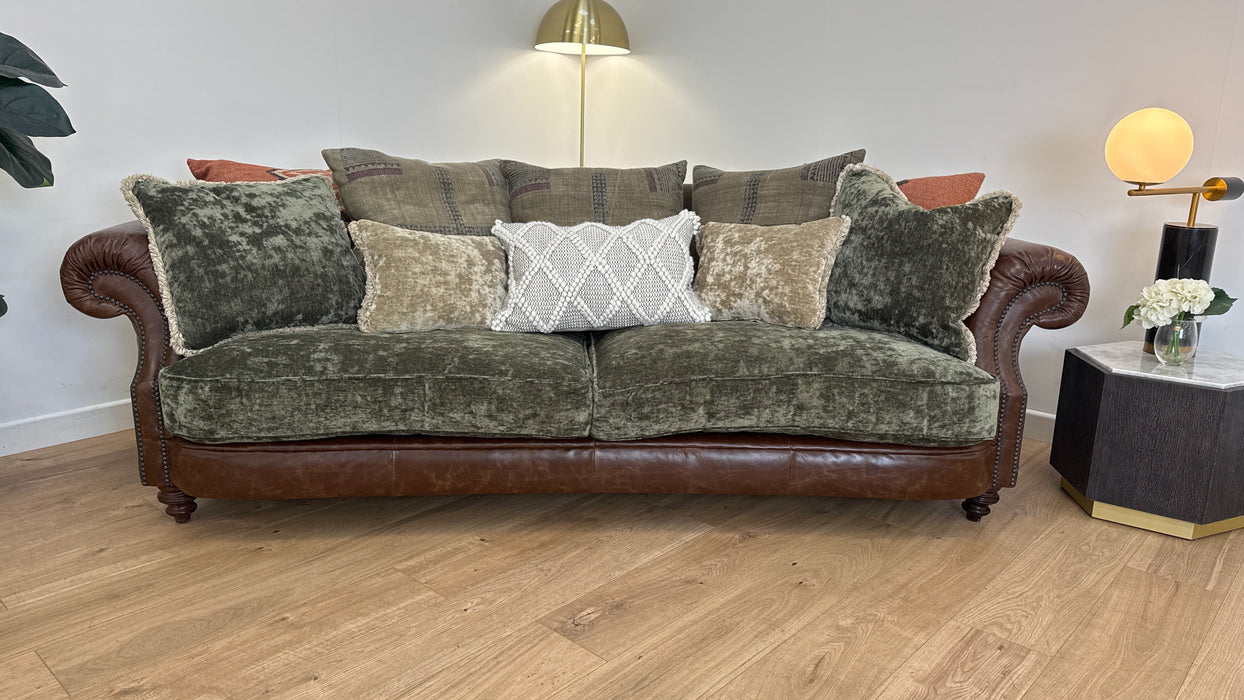 Ruskin 4 Seater Leather/Fabric Sofa