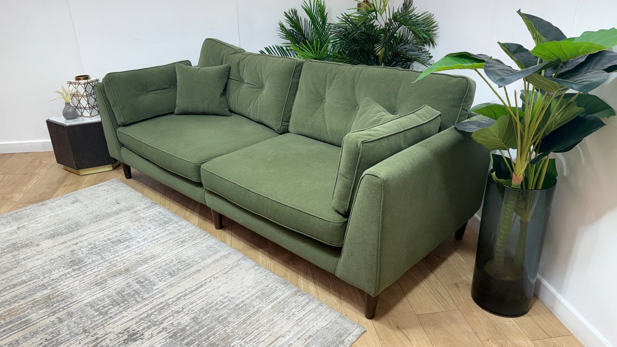 Sofology Cricket Fabric 4 Seater Split in Lifestyle Smooth Fabric Moss