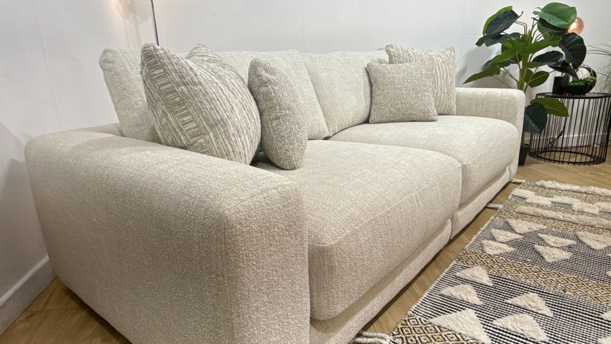 Sofology Amalfi Fabric 4 Seater Split in Micro Flecked Boucle Natural Mix