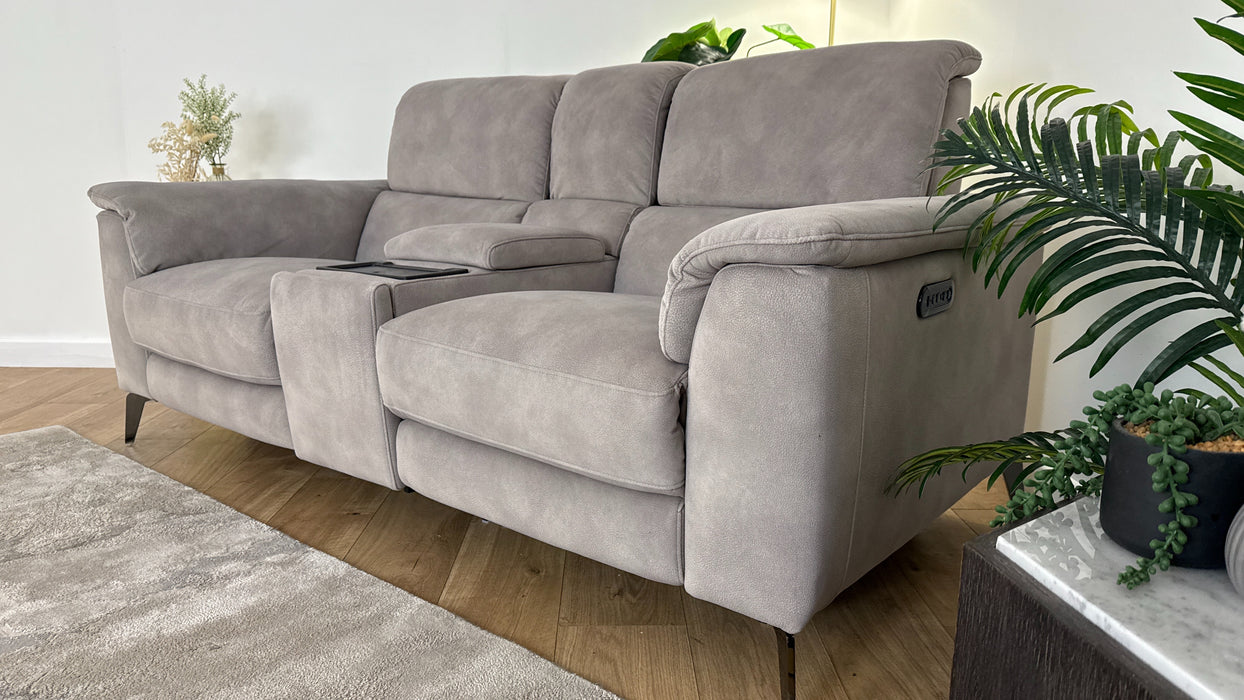 Sofology Illinois Fabric 2 Seater Console Power Recliner/Headrest in Lifestyle Mottled Marble