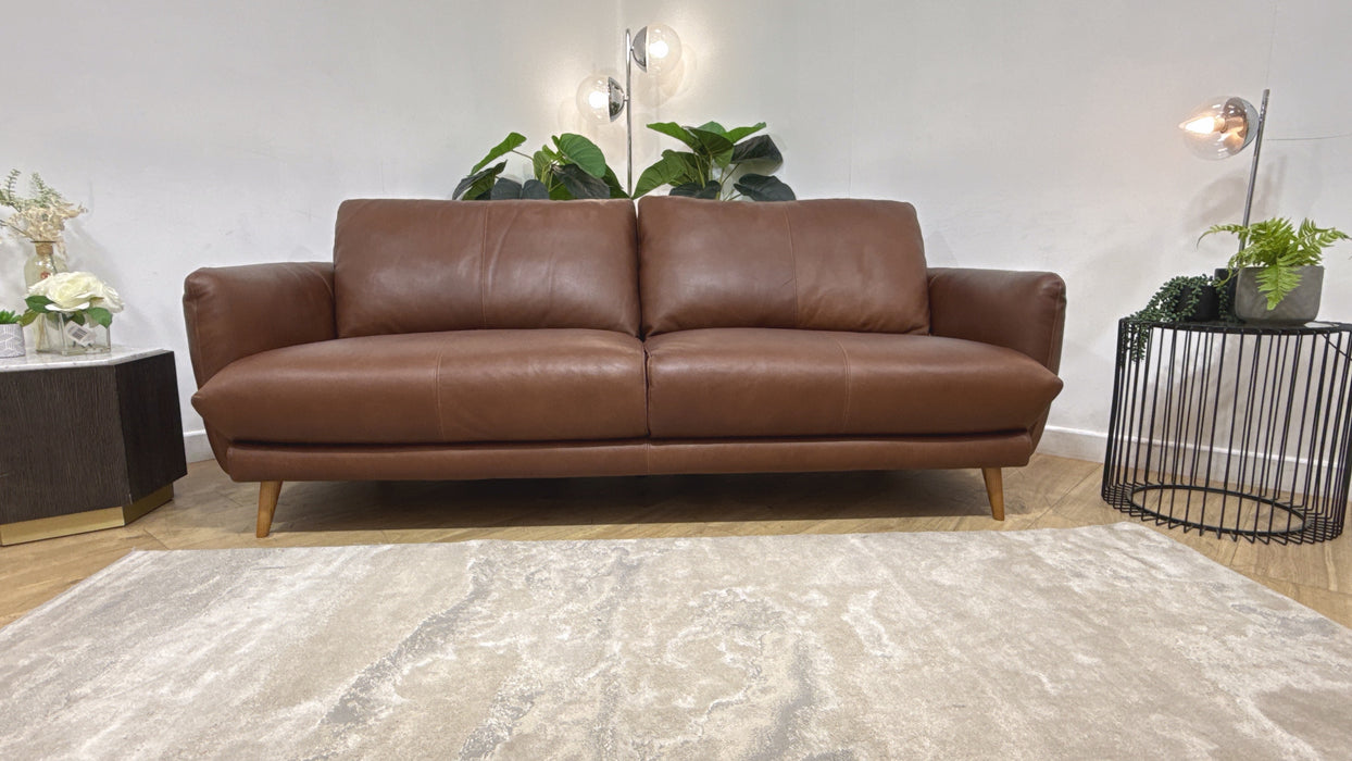 Sofology Adler Leather 3 Seater in Relaxed Soft Brown