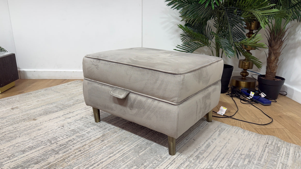 Sofology Gabrielle Fabric Storage Footstool in Plush Pebble