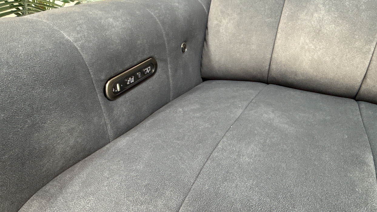 Sofology Paramount Fabric 2.5 Seater Console Power Recliner/Headrest Heated Seats Speakers in Lifestyle Flecked Charcoal