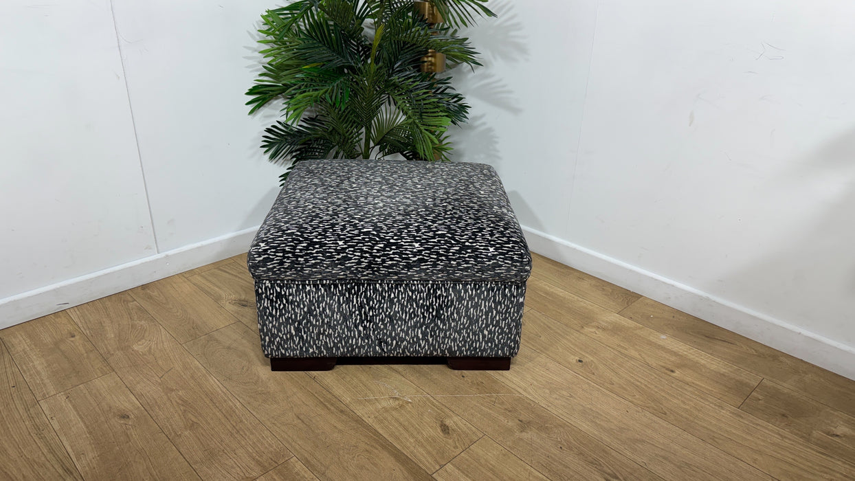 Sofology Valentina Fabric Square Designer Footstool in Design Fabric Slate