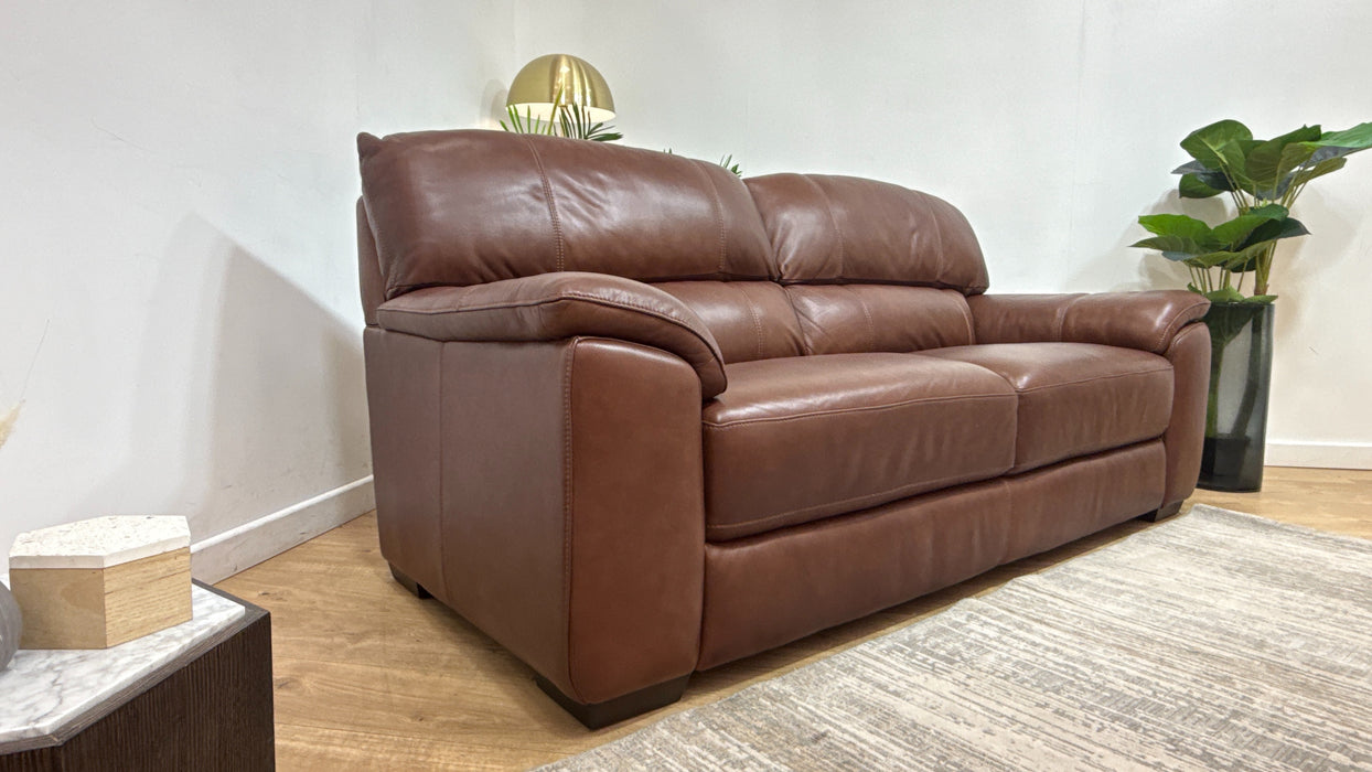 Sofology Santina Leather 3 Seater in Relaxed Soft Leather Brown