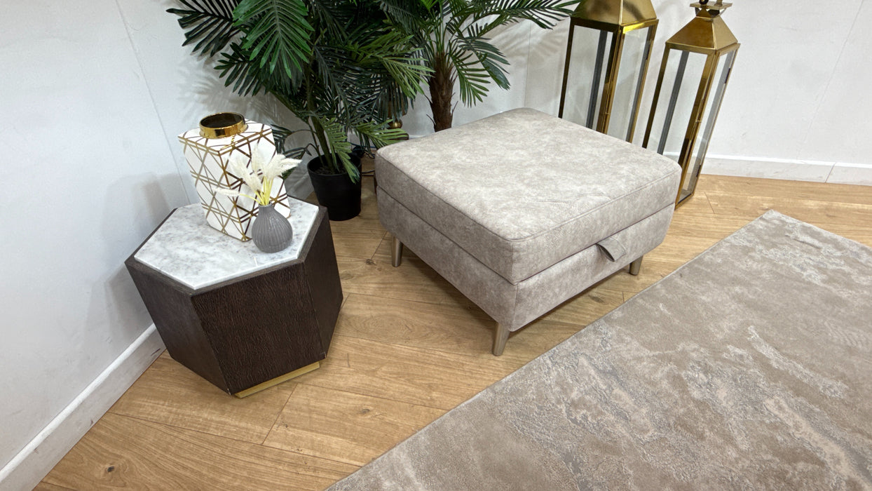 Sofology Hackney Fabric Storage Memory Foam Footstool in Lifestyle Dapple Fabric Stone