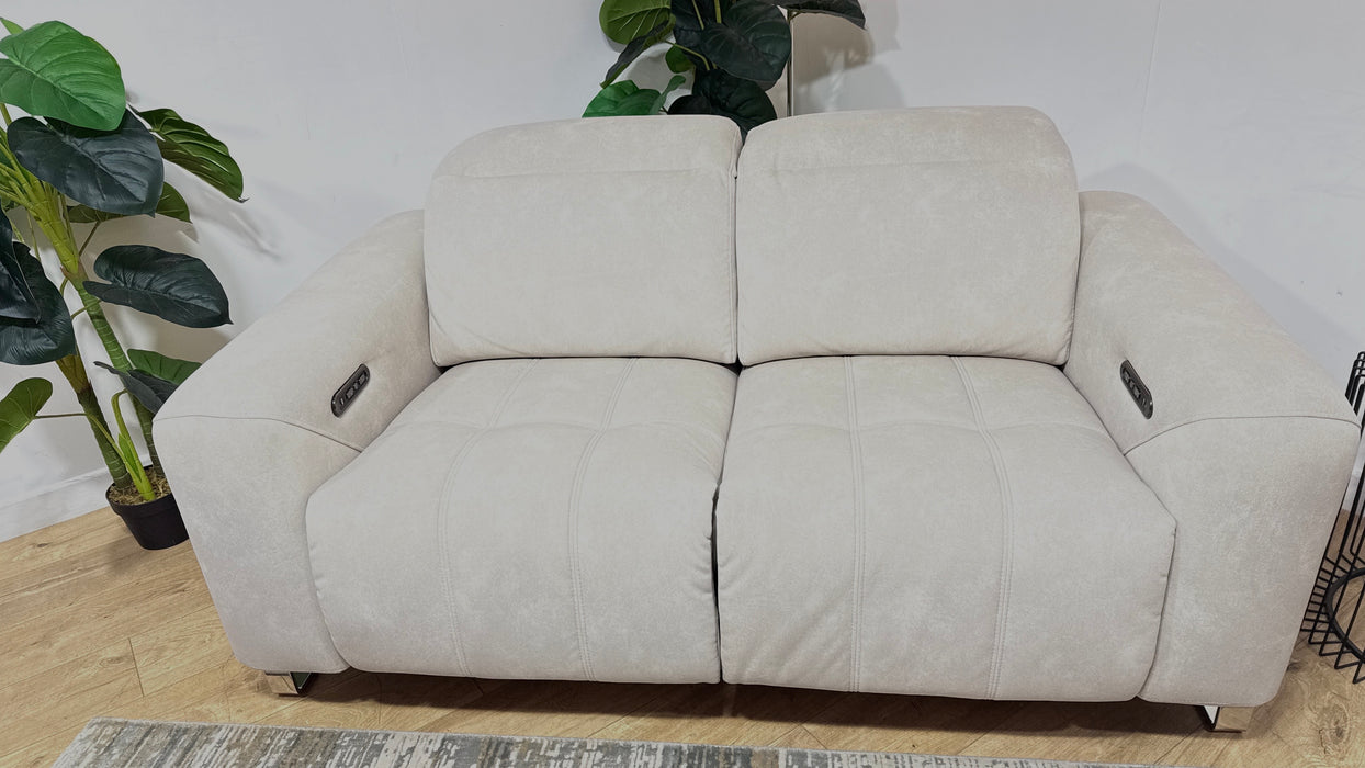 Sofology Marvella Fabric 2 Seater Power Recliner/Headrest in Lifestyle Flecked Ivory