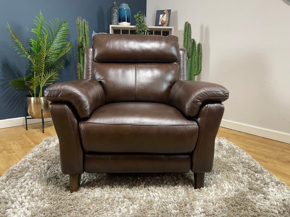 Lucca Metz Dark Brown Leather Chair Power Recliner (WA2)